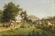 Ernst Gustav Doerell A View of the Doubravka from the Teplice Chateau Park oil on canvas